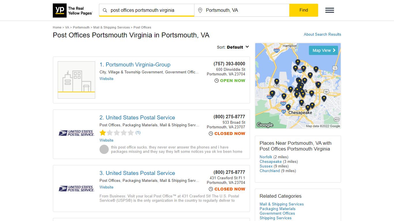 Post Offices Portsmouth Virginia in Portsmouth, VA - Yellow Pages